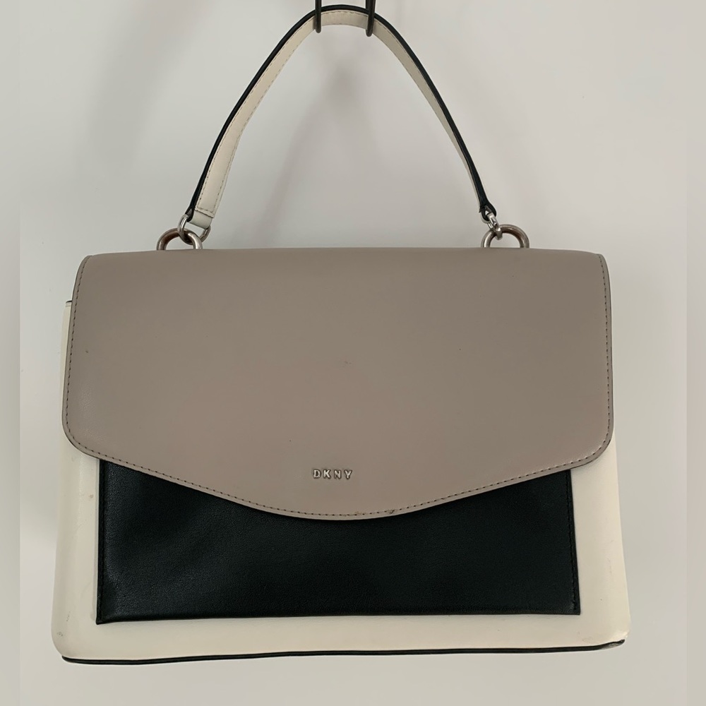 DKNY Colorblock Lex Medium Leather Top Handle Satchel Crossbody EUC